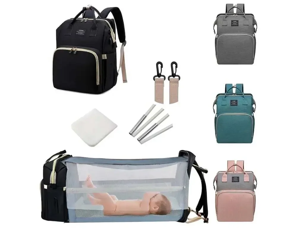 LAND Traveling Share Diaper Bag Backpack Black Large Capacity